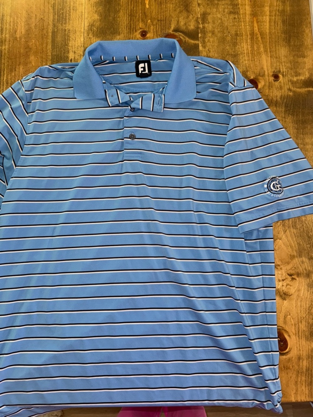 FootJoy Light Blue and White Striped Golf Polo
